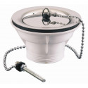 BONDE EVIER GRILLE INOX A BOUCHON PLASTIQUE - ENCOMBREMENT SOUS EVIER 50,5MM
