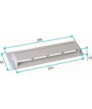 Auvent maçonnerie placé du côté extérieur - blanc - dimensions de 295 x 83 x 30 mm