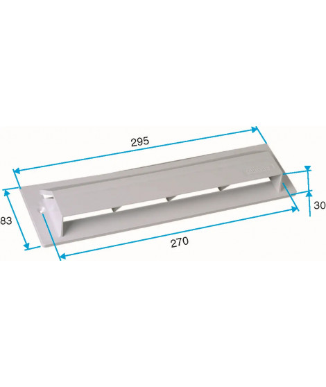 Auvent maçonnerie placé du côté extérieur - blanc - dimensions de 295 x 83 x 30 mm