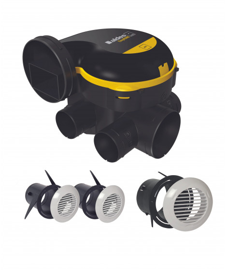 Kit VMC simple flux EasyHOME Autoréglable COMBLES Classic livré avec 3 grilles de ventilation BIP.