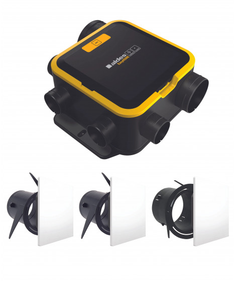 Kit VMC simple flux EasyHOME Autoréglable COMPACT Classic livré avec 3 grilles de ventilation ColorLINE.