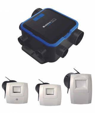Kit VMC simple flux EasyHOME Hygroréglable COMPACT Classic livré avec 3 bouches Bahia Curve