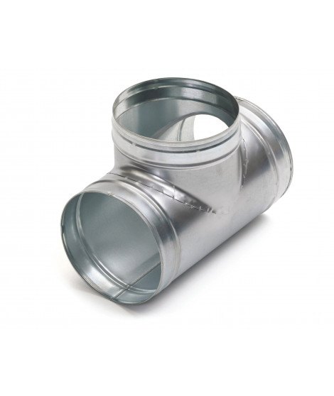 Té Equerre Galvanisé : TE 90° - Diamètre 125/80 mm - Permet le raccordement de deux branches de réseaux avec un angle de 90°