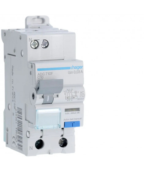 DISJONCTEUR DIFFERENTIEL 1P+N 3KA C-10A 30MA TYPE AC