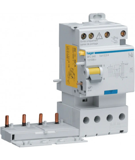 BLOC DIFFERENTIEL DOUBLE SORTI E 4P 63A 1A TYPE AC S