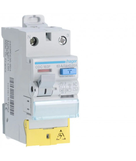 INTER DIFFERENTIEL 1P+N 63A 30 MA TYPE AC BORNES DECALEES