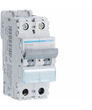 DISJONCTEUR 2P 6-10KA COURBE C 3A 2MODULES