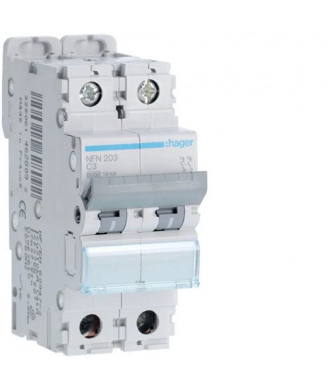 DISJONCTEUR 2P 6-10KA COURBE C 3A 2MODULES
