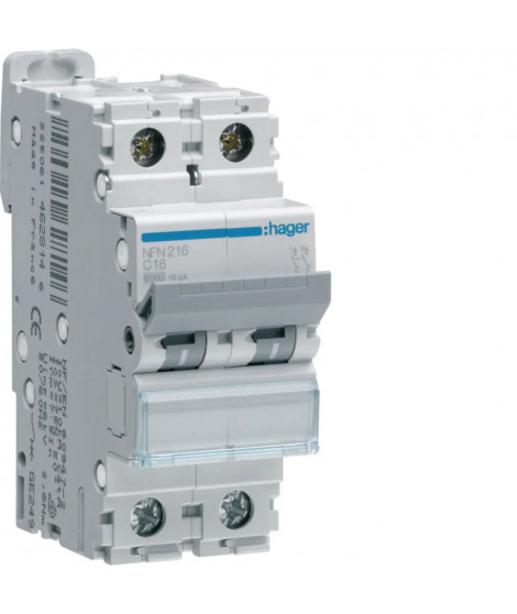 DISJONCTEUR 2P 6-10KA COURBE C 16A 2MODULES