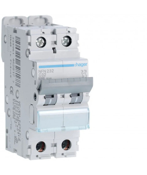 DISJONCTEUR 2P 6-10KA COURBE C - 32A 2 MODULES