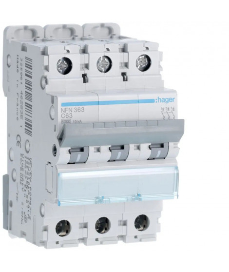 DISJONCTEUR 3P 6-10KA COURBE C 63A 3MODULES