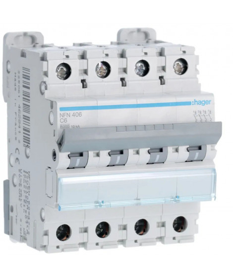 DISJONCTEUR 4P 6-10KA COURBE C 6A 4MODULES