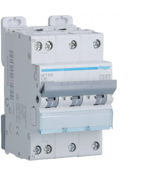 DISJONCTEUR 3P+N 6-10KA COURBE C - 10A 3 MODULES