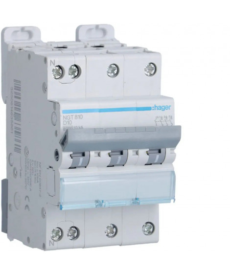 DISJONCTEUR 3P+N 6-10KA COURBE D 10A 3MODULES