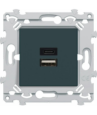 CHARGEUR DBLE USB A+C ANTHRACITE