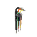 JEU DE 9 CLES SIX PANS MALES A POINTE SPHERIQUE DE COULEUR
