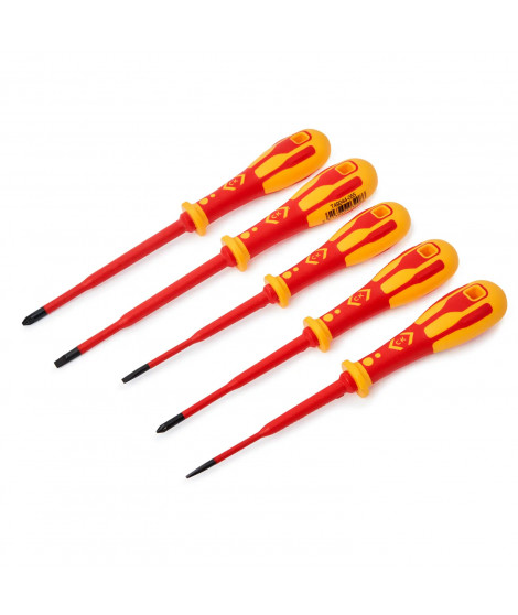JEU DE 5 TOURNEVIS DEXTRO VDE SLIM JEU FENTE/POZIDRIVE
