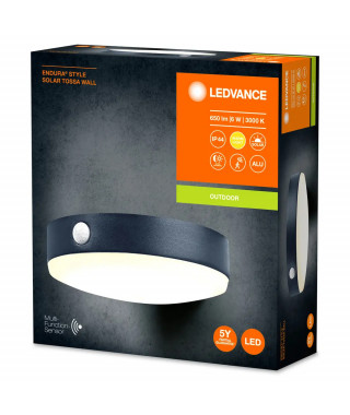 LDV ENDURA STYLE SOLAR TOSSA SENSOR 6W/3000K 500LM IP44 GRIS APPLIQUE LEDVANCE