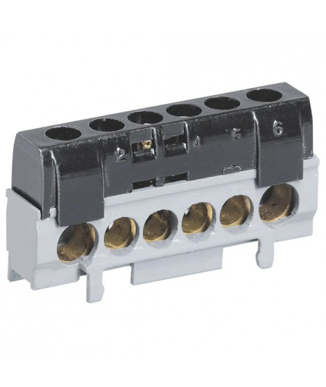 Bornier de répartition IP2X phase - 1 connexion 10-35mm² - noir - longueur 62mm