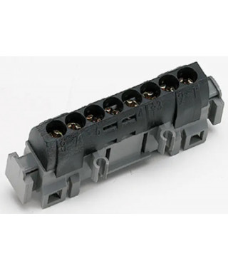 Bornier de répartition isolé IP2X phase - 8x1,5mm² à 16mm² noir - longueur 75mm