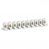 Barrette de 10 bornes séparables avec capacité par borne 2x25mm² et pas 21