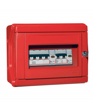 Coffret sécurité Plexo pour chaufferie - 2 voyants, 1 disj. 4P + 1 disj. 2P