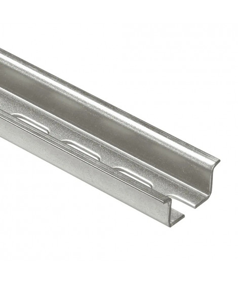 Rail DIN symétrique avec oblongs à couper profondeur 15mm - longueur 2m