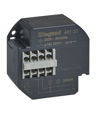 Télérupteur unipolaire 10AX 230V~ 50Hz à 60Hz intensité maximum acceptée 50mA