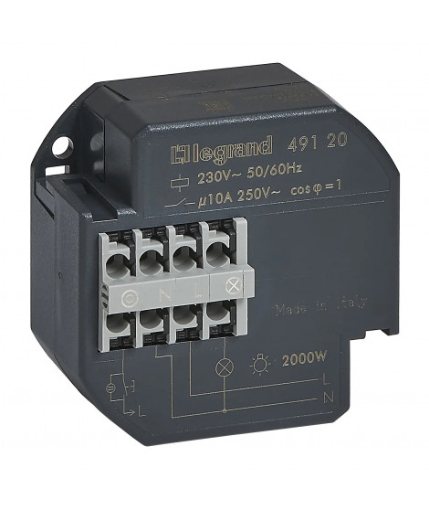 Télérupteur unipolaire 10AX 230V~ 50Hz à 60Hz intensité maximum acceptée 50mA