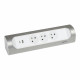 Rallonge d'angle 3x2P+T Surface et USB A+C à câbler - blanc/alu