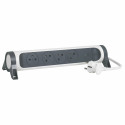 Rallonge 4x2P+T Surface avec inter, parafoudre et cordon 1,5m - blanc/gris