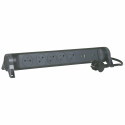 Rallonge 5x2P+T Surface, inter, parafoudre, USB A+C et cordon 1,5m - noir/gris