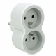 Fiche 2x2P+T frontales 16A 230V 3680W - blanc/gris