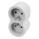 Fiche 2x2P+T frontales 16A 230V 3680W - blanc/gris