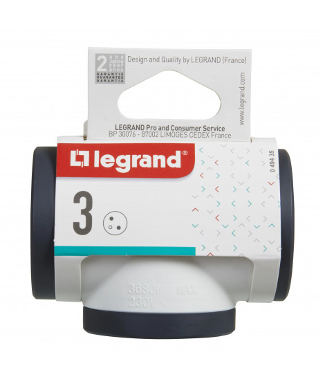 Fiche 3x2P+T latérales 16A 230V 3680W - blanc/gris foncé