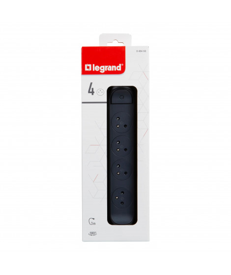 Rallonge 4x2P+T Surface avec interrupteur et cordon 3m 3G 1