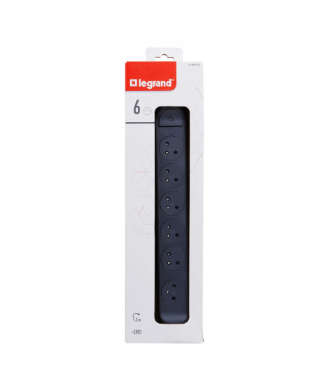 Rallonge 6x2P+T Surface avec interrupteur et cordon 3m 3G 1