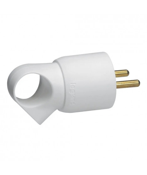 Fiche plastique 2P+T 16A à anneau - blanc