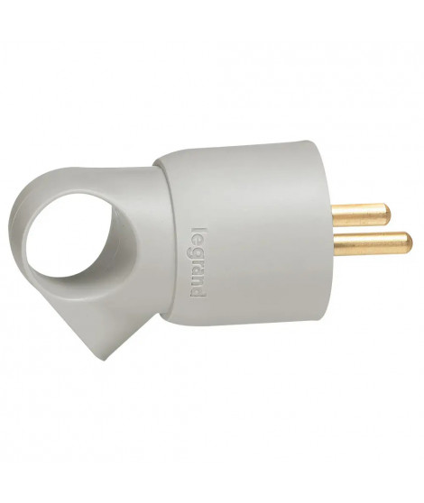 Fiche plastique 2P+T 16A - à anneau - gris