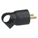Fiche plastique 2P+T 16A - à anneau - noir