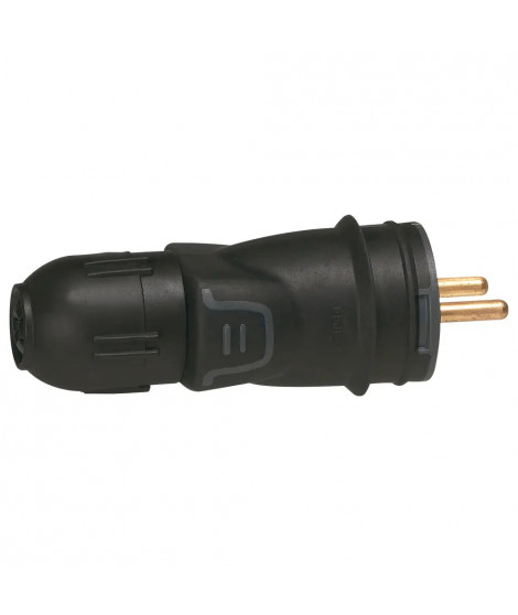 Fiche mâle caoutchouc 2P+T 16A IK08 à connexion automatique IP44