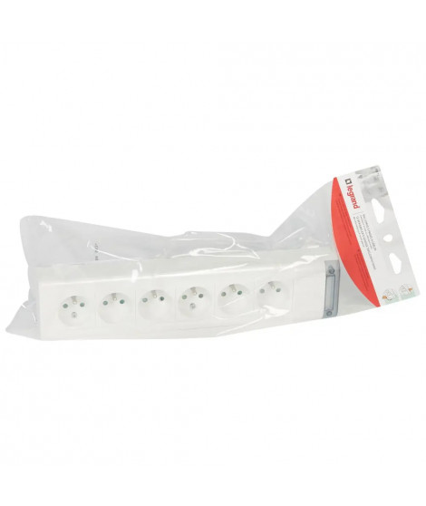 Bloc multiprise fixable 6x2P+T longueur 343mm à cabler - blanc