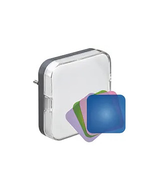 Veilleuse à LED avec détecteur crépusculaire - 230V- 4 étiquettes couleur