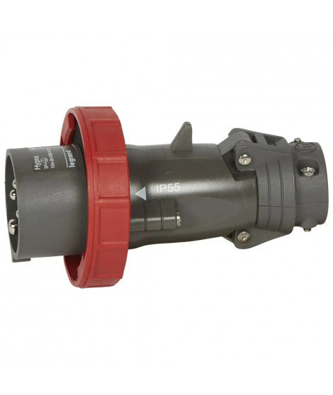 Fiche mobile droite Hypra IP66/67-55 16A - 380V~ à 415V~ - 3P+T - plastique