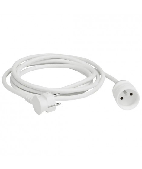 Rallonge domestique 2P+T avec éclips de protection longueur 3m - blanc