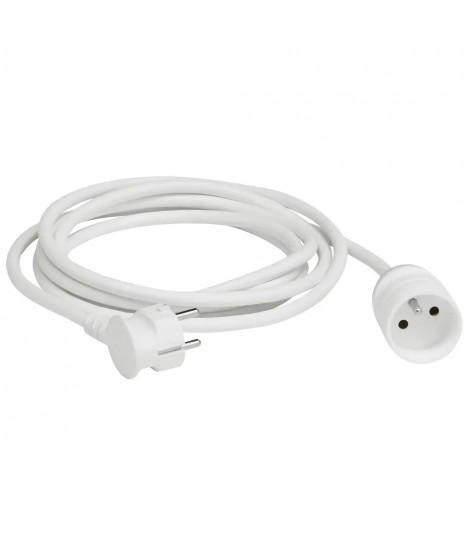 Rallonge domestique 2P+T avec éclips de protection longueur 5m - blanc
