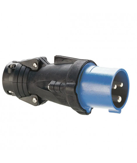 Fiche mobile droite Hypra IP44 16A - 200V~ à 250V~ - 2P+T - caoutchouc