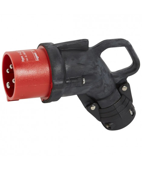 Fiche mobile coudée Hypra IP44 16A - 380V~ à 415V~ - 3P+T - caoutchouc