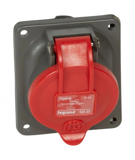Prise fixe Hypra IP44 16A - 380V~ à 415V~ - 3P+T - plastique