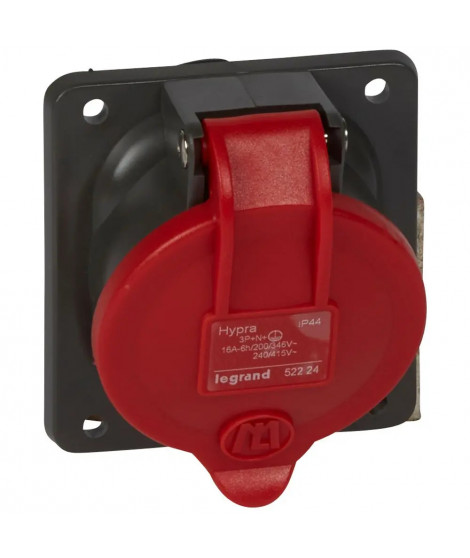 Prise fixe Hypra IP44 16A - 380V~ à 415V~ - 3P+N+T - plastique